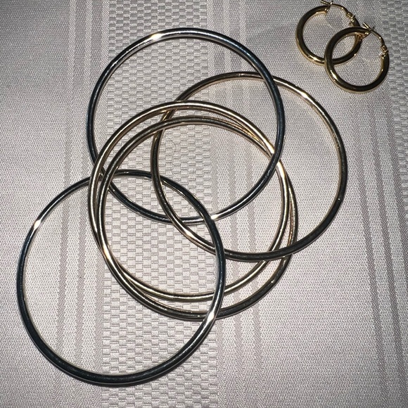 Source Unknown Jewelry - Gold & Silver Mixed-Metal Bangle Bracelet & Gold over Silver Hoop
